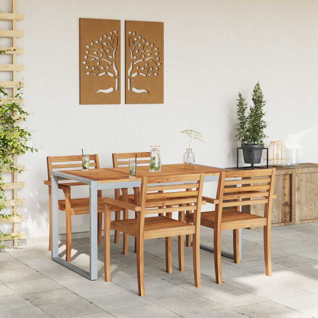 Garden Dining Table Grey 140 x 80 x 75 cm